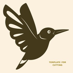 Template for laser cutting, wood carving, paper cut. Silhouettes for cutting. Bird  stencil.