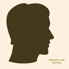 Template for laser cutting, wood carving, paper cut. Silhouettes for cutting. Man head  stencil.