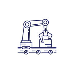 Robotic assembly line, automation of production icon