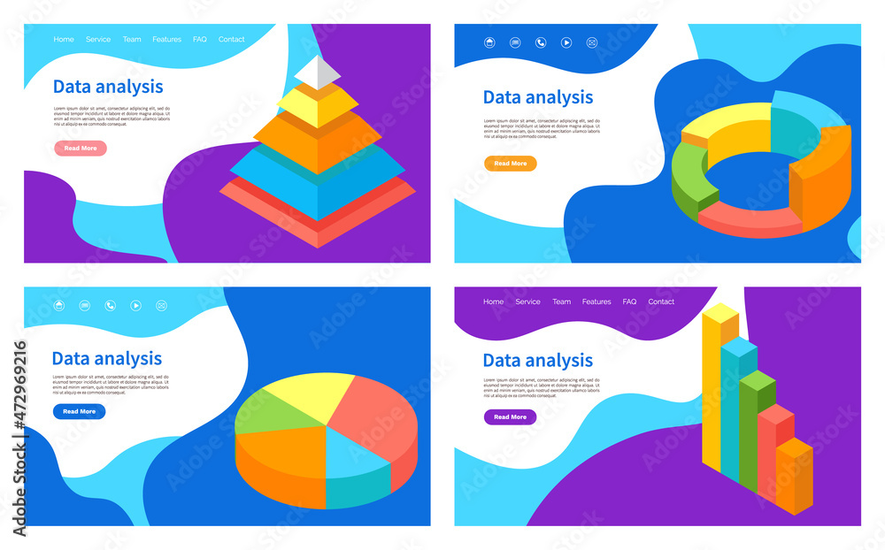 Poster visualize with business analytics. work with statistical data analysis, changing indicators. analyze