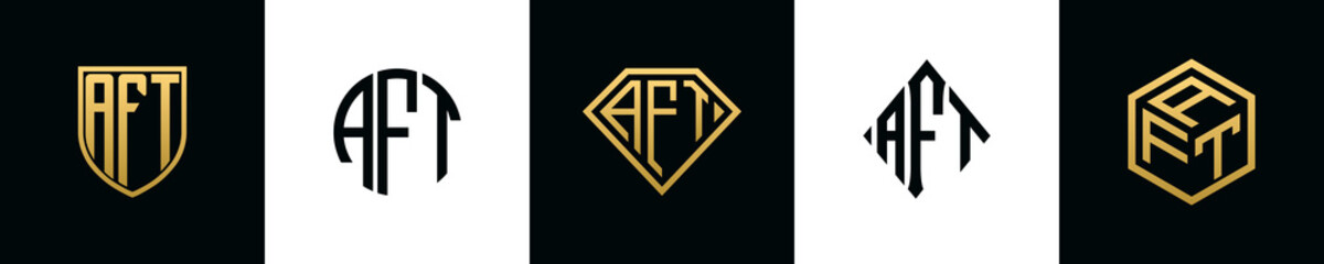 Initial letters AFT logo designs Bundle - obrazy, fototapety, plakaty