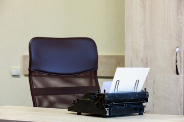Classic vintage typewriter. Background with copy space for text