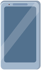 Smartphone blue with touchscreen, chatting sms, application for communications template isolated on white background. Illustration of mobile phone device for calls and conversations at distance