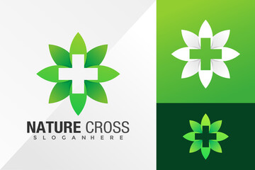 Nature Cross Logo Design Vector illustration template