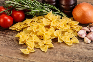 Raw Italian farfalle pasta for cooking