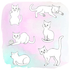 watercolor hand drawn kitten illustration