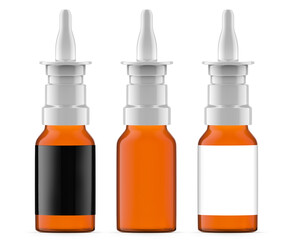15 ml Amber Glass Nasal Spray Bottles. Isolated