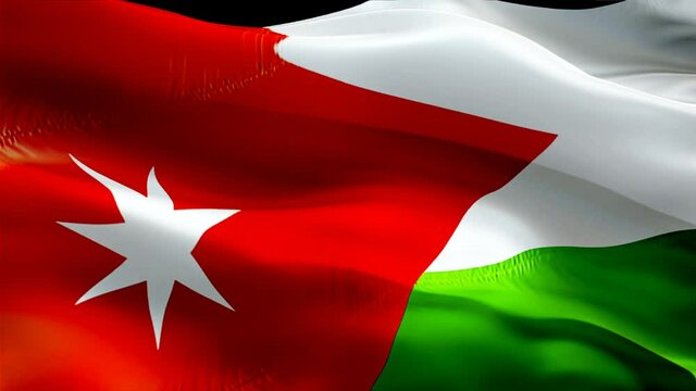 Jordanian flag. 3d Jordan sign waving video. Flag of Jordan holiday seamless loop animation. Jordanian flag silk HD resolution Background. Jordan flag Closeup 1080p HD video for Independence Day,Victo