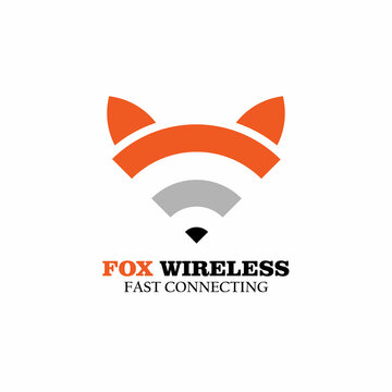 wireless fox design logo vector