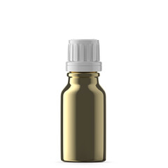 15 ml Gold Glass Essential Oil Bottle. Isolated
