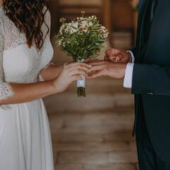 wedding couple in a church