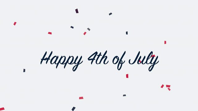 Happy July 4th with fly red and blue confetti, holidays and independence style background