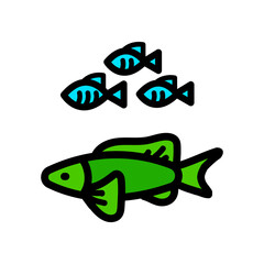 Fishes set of color vector icon