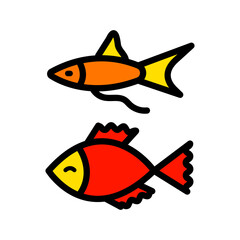 Fishes set of color vector icon