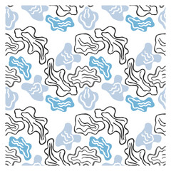 Seamless pattern of abstract smiley faces.