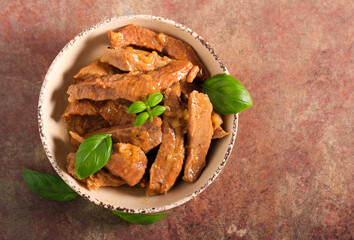 Veal stew, pieces of meat