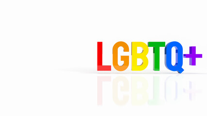 The  lgbtq+  text multi color on white background   for transgender concept 3d rendering