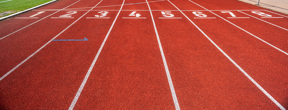 red lines whith numbers in a cross-country stadium