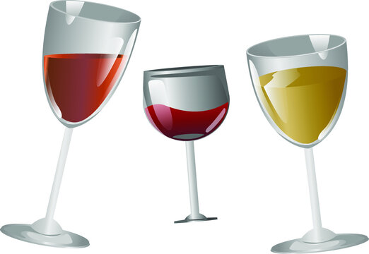 Glasses for alcohol. Glasses in flat  color. Vector image isolated on a white background.