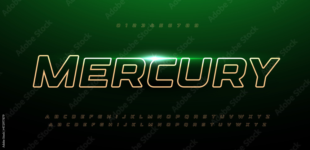 Aufkleber space font alphabet letters. outline linear contour typography. techno digital characters with elect