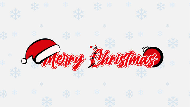 merry christmas background with hat, snow and decoration