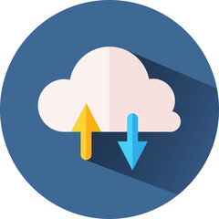 Cloud Computing Icon, Shadowed Detailed Cloud Computing Logo.