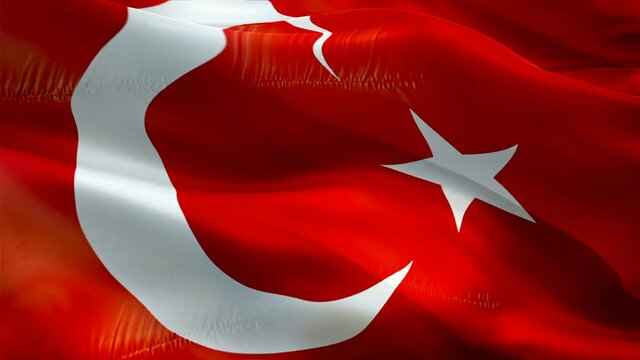 Turkey flag video. National 3d Turkish Flag Slow Motion video. Turkey tourism Flag Blowing Close Up. Turkish Flags Motion Loop HD resolution Background Closeup 1080p Full HD video flags waving in wind