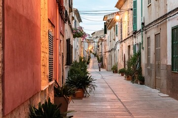 Street view with old buildings in Spain, Balear Islands