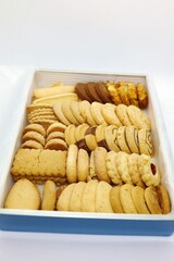 Boxed cookies. Concept: Tea preparation.