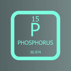 Phosphorus P Chemical Element vector illustration diagram, with atomic number and mass. Simple flat dark gradient design for education, lab, science class.