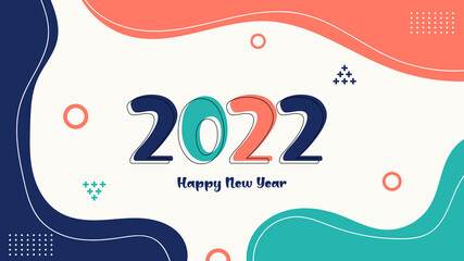 Happy New Year 2022 text design. for Calendar, Brochure design template, card, banner. Vector illustration. Isolated on white background.