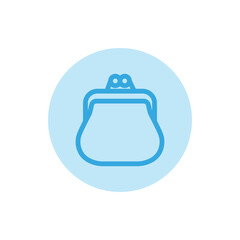 Blue coins purse icon on white background