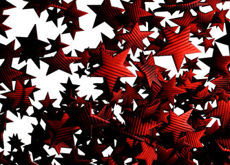 red flying stars - 3d Christmas motif, digitally created  background design