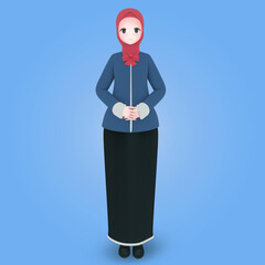 Young muslim girl with elegant pose 3d character illustration