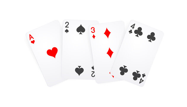Vector illustration of cards for playing poker and casino isolated on white background.
