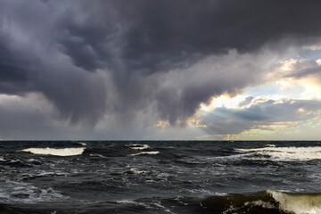 The sea during a storm. A dramatic picture. - 472984052