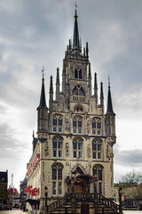 Fototapeta premium Old streets and buildings in Gouda, Netherlands