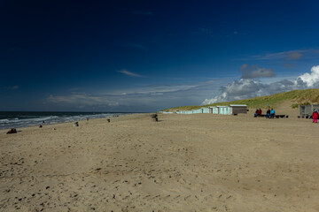 Beach with intense blue sky in Texel, Netherlands