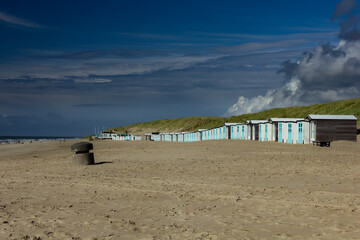 Beach with intense blue sky in Texel, Netherlands