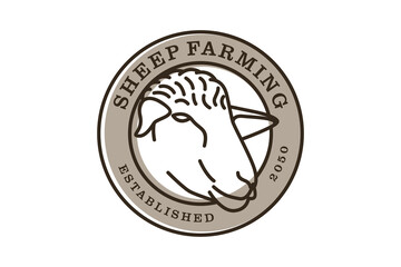 Artistic Lamb Sheep emblem logo design