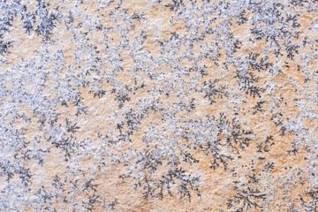 Manganese Dendrite on Stone, Abstract Winter Background 