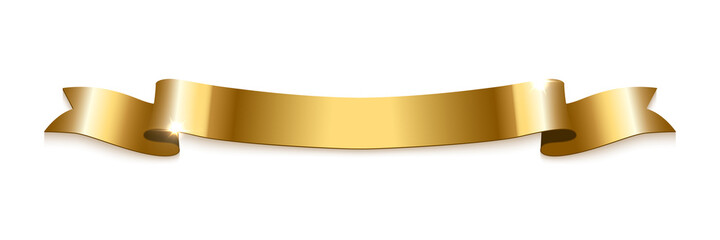 Gold ribbon banner, shiny blank decor element template for congratulation text, caption - obrazy, fototapety, plakaty