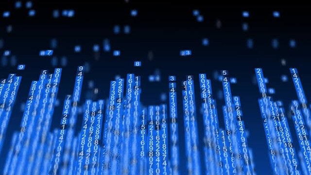 Cyberspace 3D abstract technology background, blockchain data storage, random numbers cryptography cyber visualization video