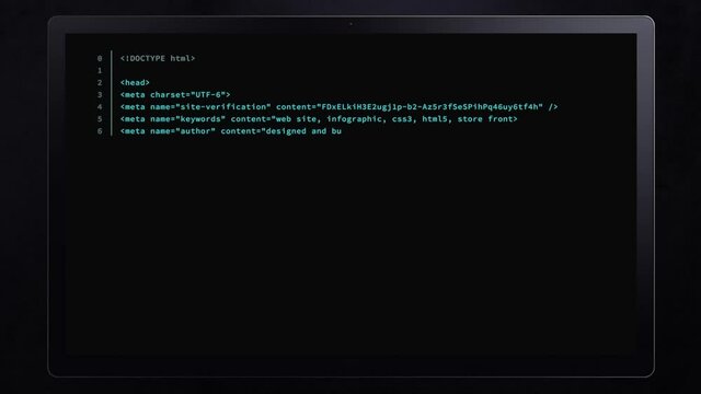 Generic HTML programming source code building on a tablet screen.