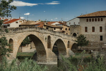 Naklejka na ściany i meble Streets of medieval old town Puente la Reina, Navarra, Spain