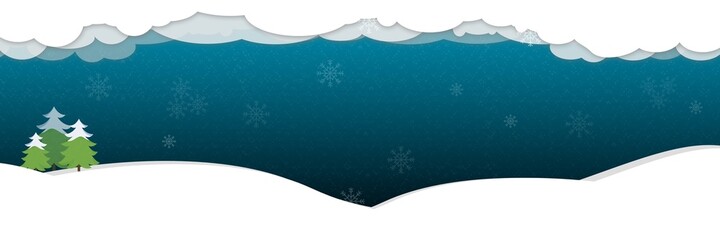  Merry Christmas and Happy New Year greeting card background with pickup truck with christmas tree and gift box and santa claus with balloon paper cut style © maximilian