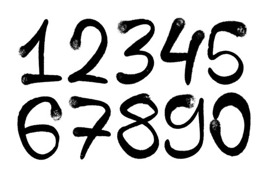 graffiti numbers. set of numbers in the style of graffiti spray paint