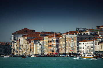 Beautiful view of old colorful buildings in Venice, Italy in summer