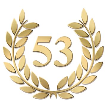 3D gold laurel wreath 53 vector isolated on a white background