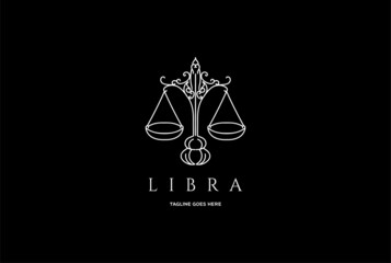 Elegant Scale Line Outline for Libra Zodiac Logo Design Vector